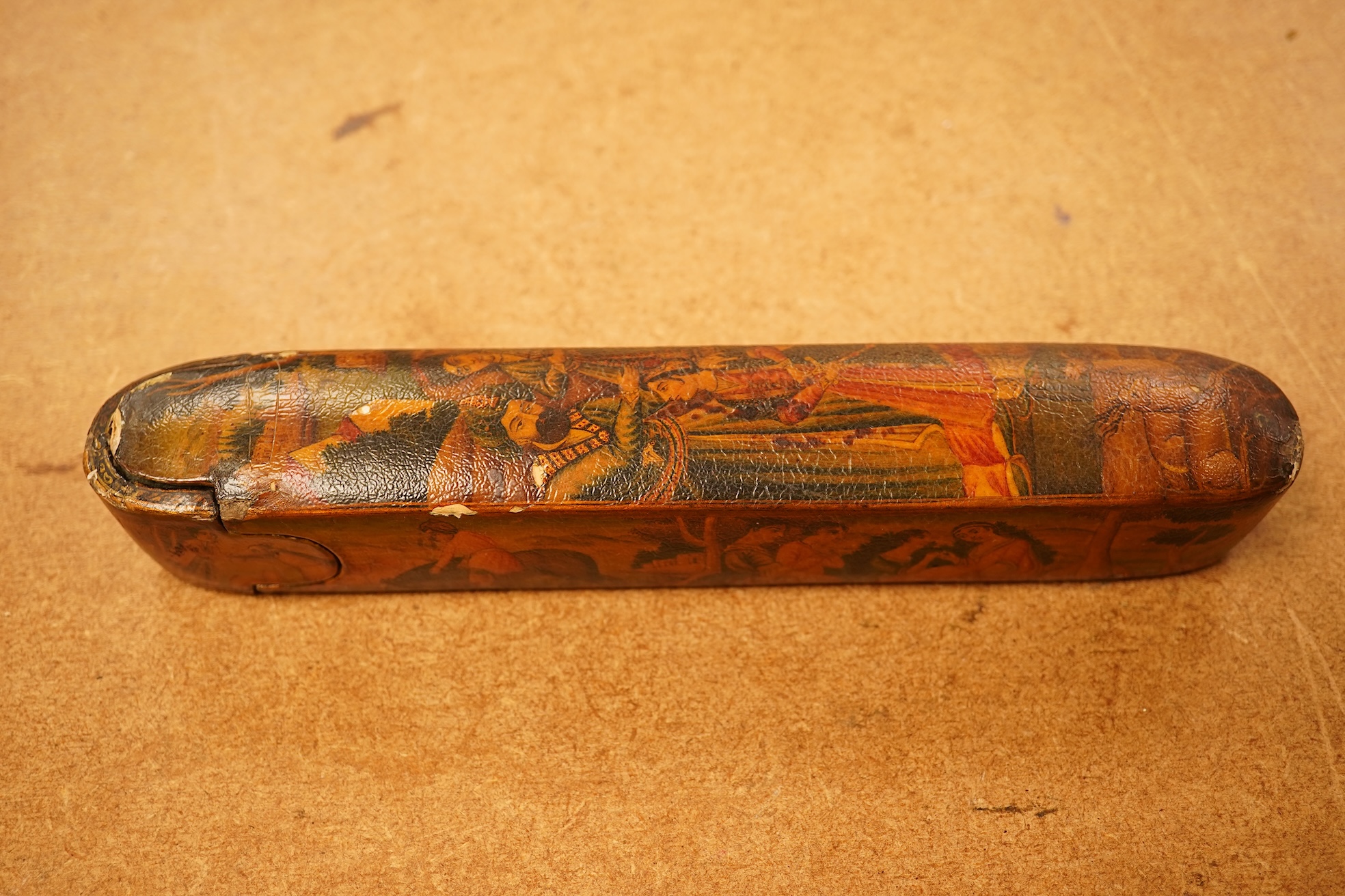 A 19th century Persian scribe’s pen box (qalamdan), 22.5cm long